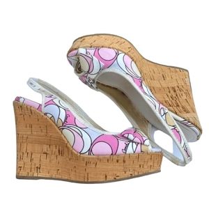 COACH WEDGES GWYNNIE SOHO PINK FLORAL PATTERN VINTAGE 90'S/00'S COACH WEDGES